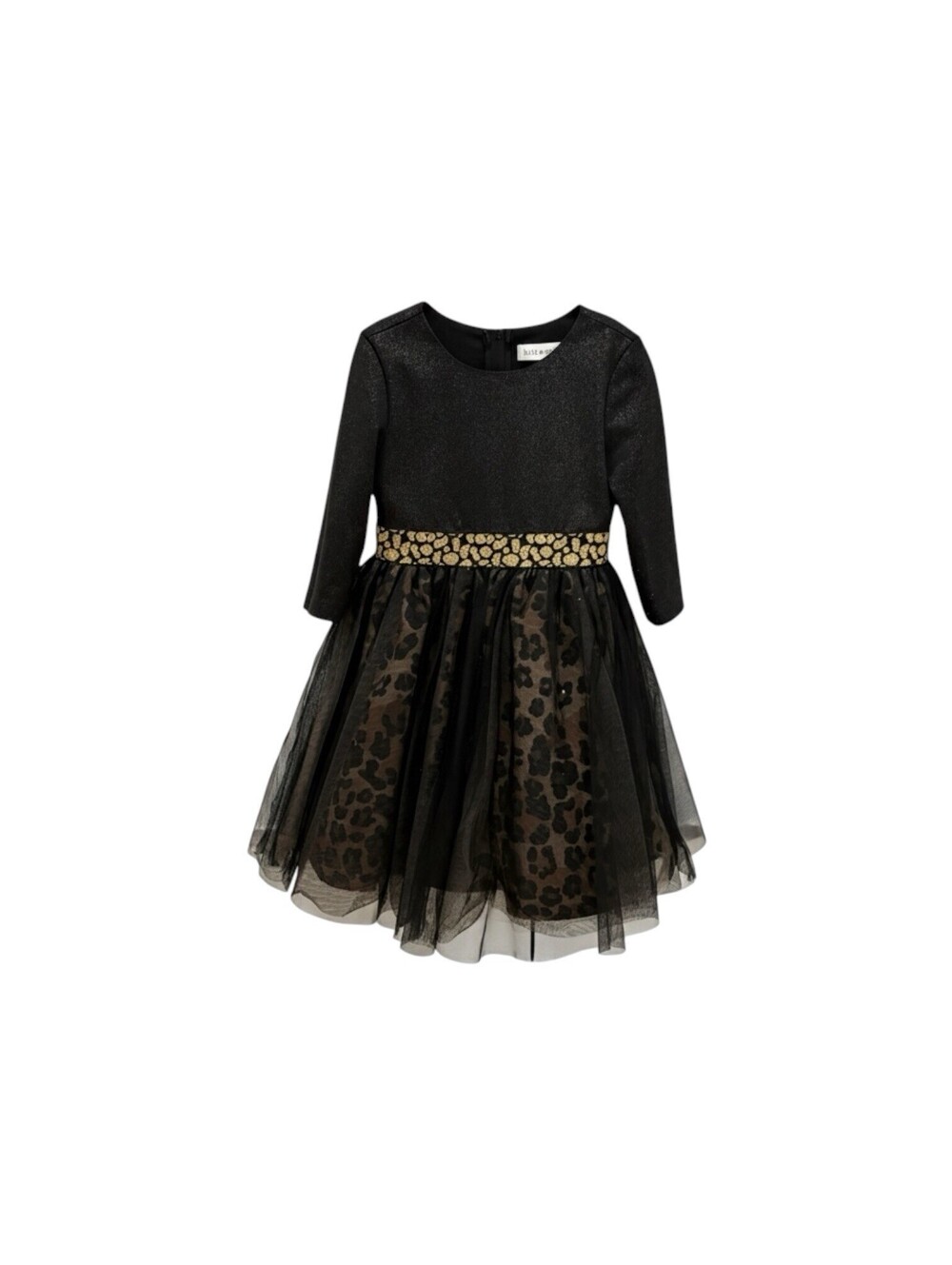Angels by Us Angels Girls Size 4T Black Glitter Leopard Tulle Party Dress - Picture 1 of 8